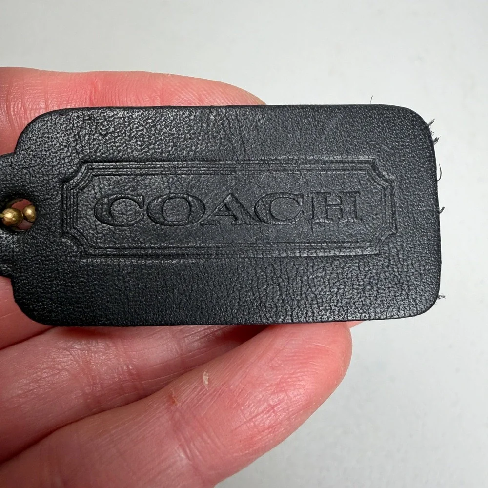 Vintage Coach 2.25 Hangtag Fob Charm Replacement Pebbled Leather Brass Black